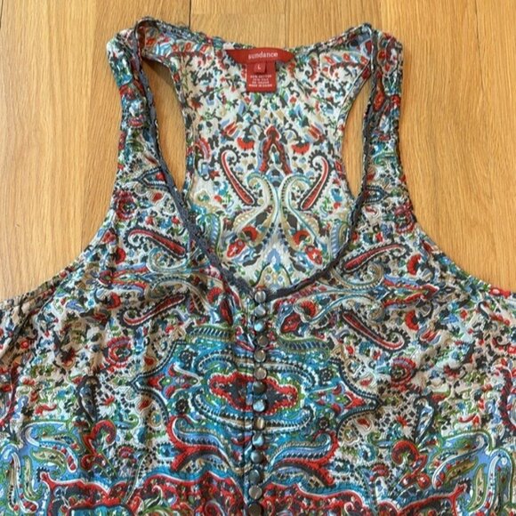 Sundance Tank Silk Blend Paisley Racerback Size Large - Picture 2 of 5